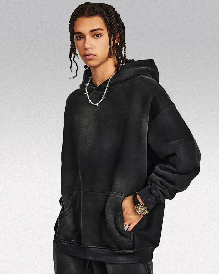 Acid wash hoodie ’Lucid’ - black / S