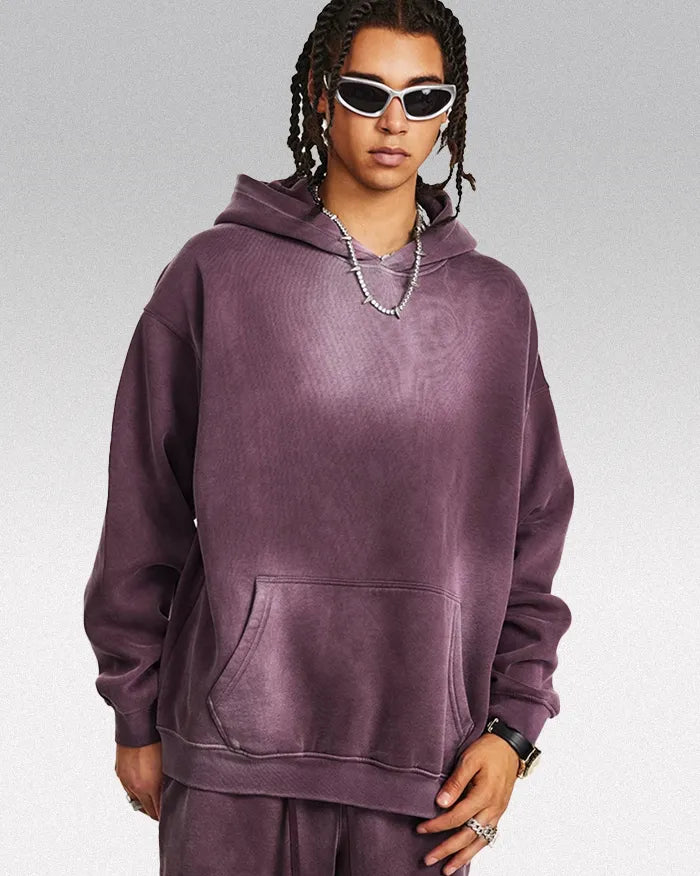 Acid wash hoodie ’Lucid’ - Plum Purple / S