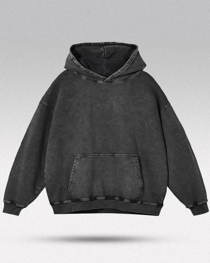 Acid washed hoodie ’Chrono’ - Dark Gray / S