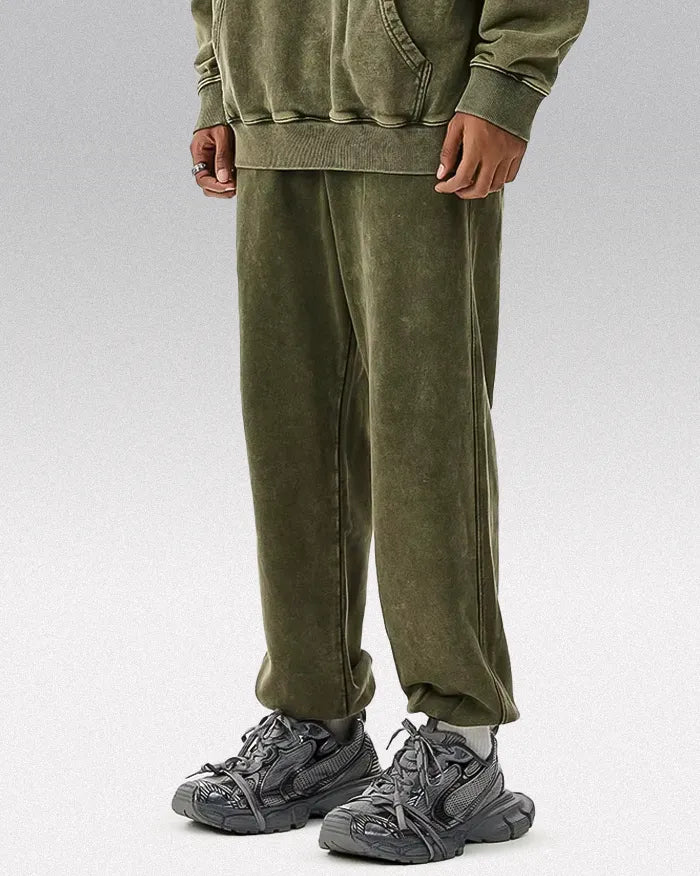 Acid washed sweatpants ’Aetherwave’ - Army green / S
