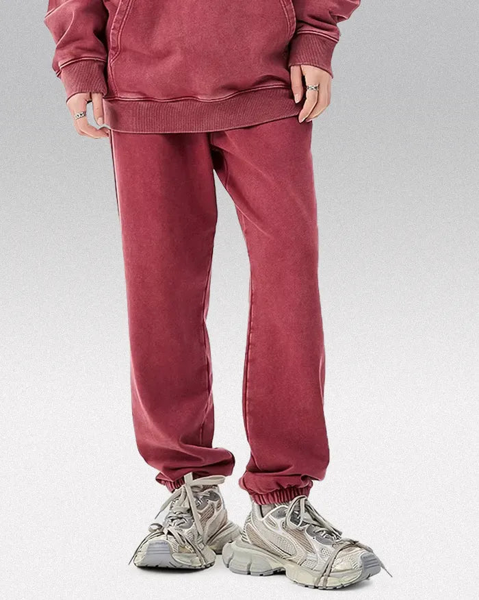 Acid washed sweatpants ’Aetherwave’ - Purplish Red / S