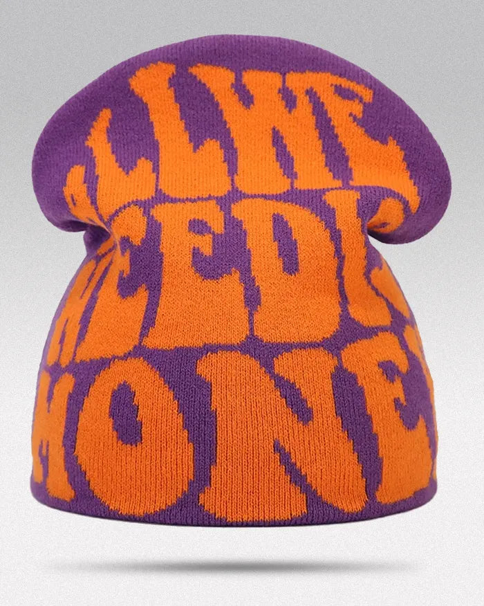 ’All We Need is Money’ Beanie - Purple Orange