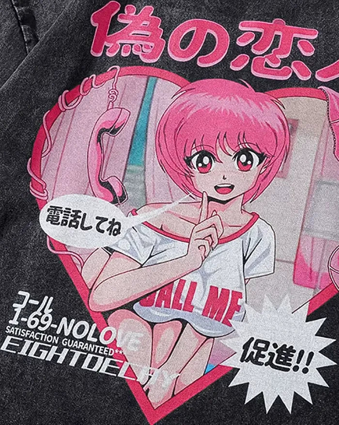 Anime y2k shirt ’Call me’