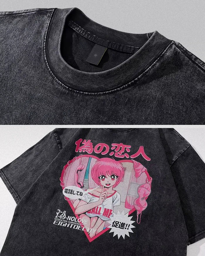 Anime y2k shirt ’Call me’