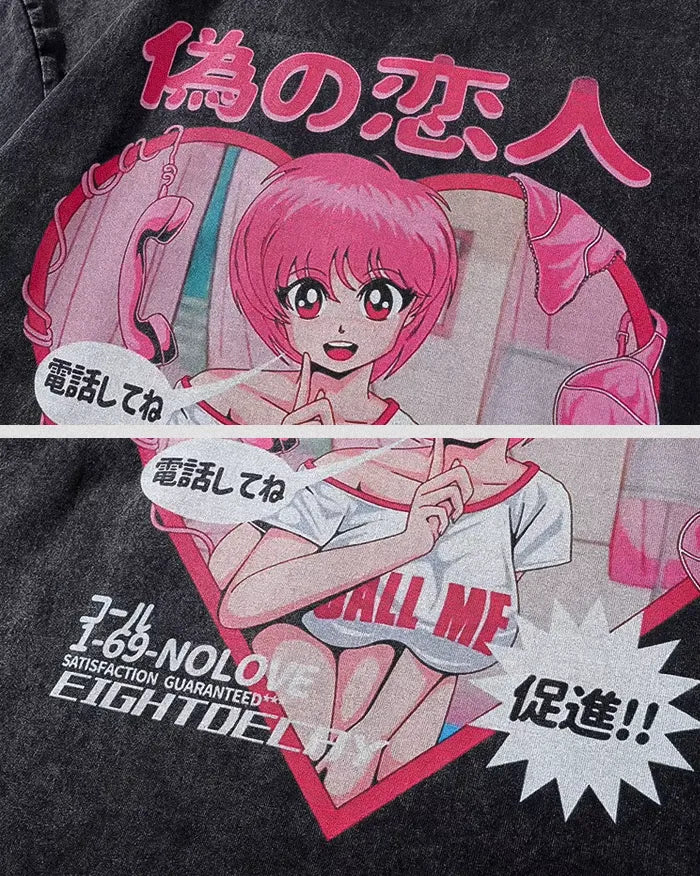 Anime y2k shirt ’Call me’