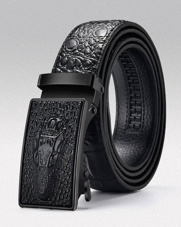 Automatic Buckle belt ’Crocs’ Black / 105cm / 41inches