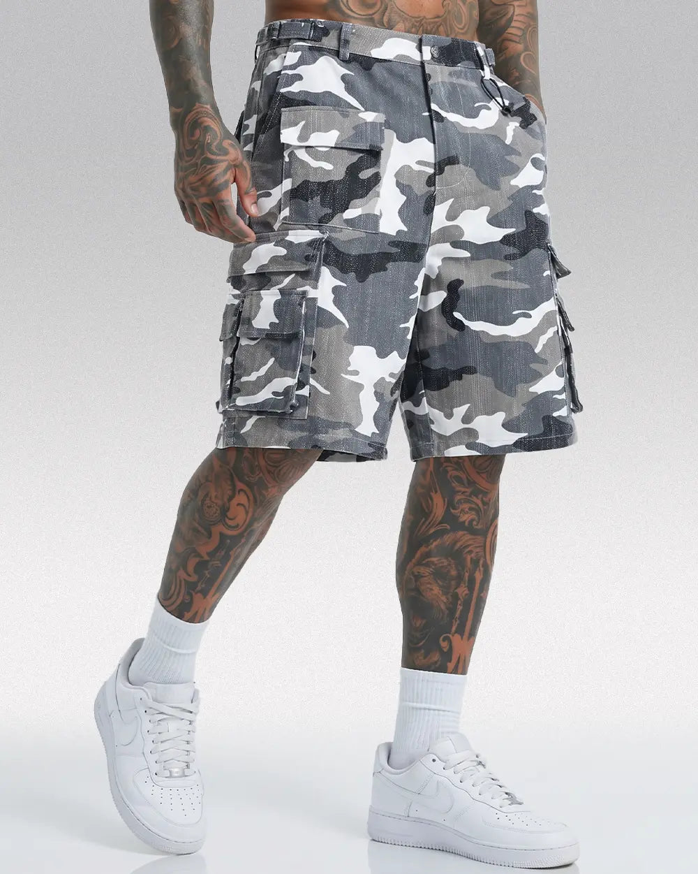 Baggy Camo Jorts ’Argon’ - Snow / M