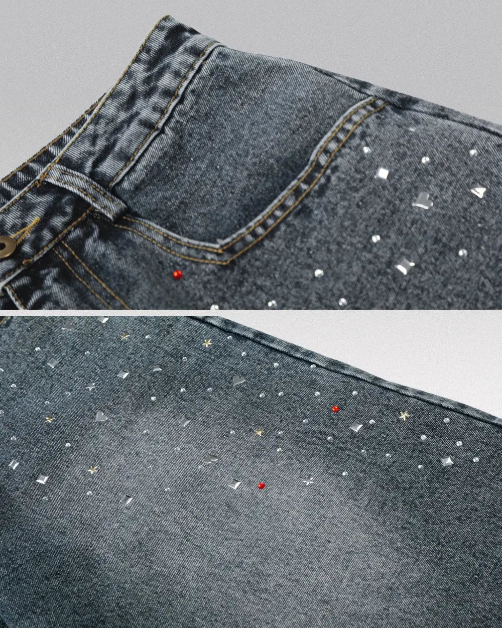 Baggy Rhinestone Jorts ’Warp’