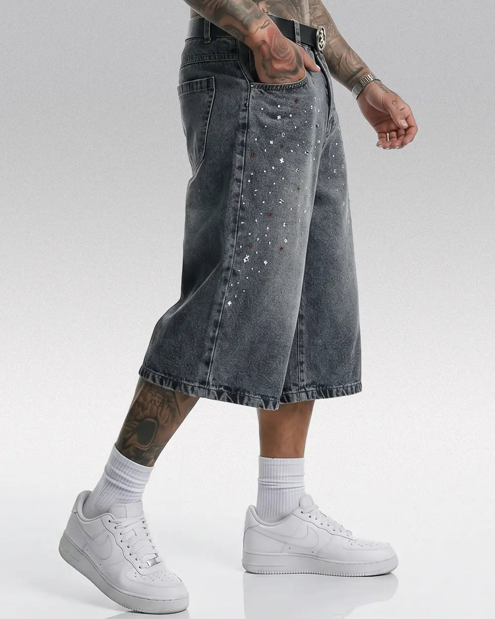 Baggy Rhinestone Jorts ’Warp’