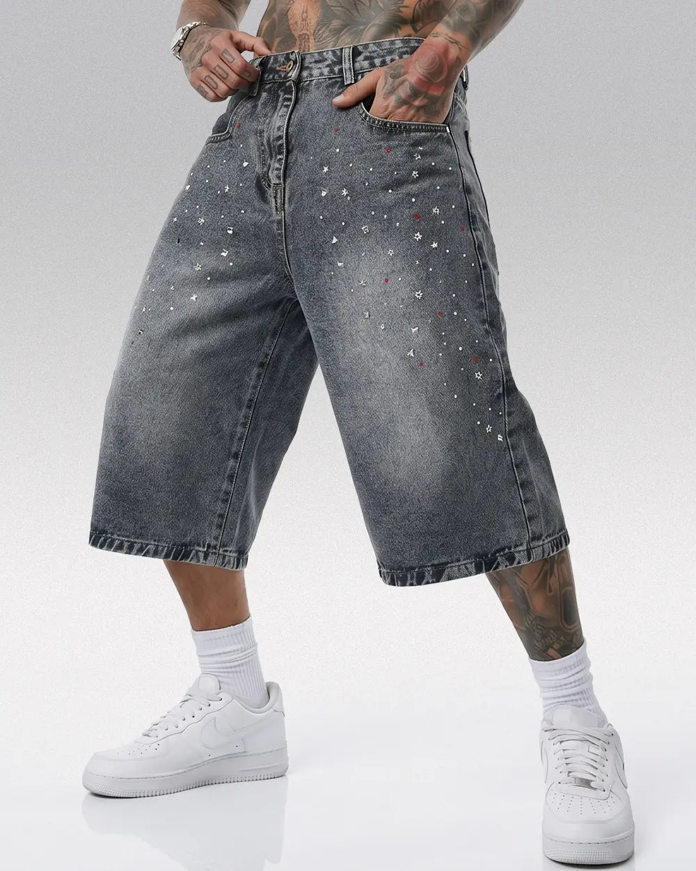 Baggy Rhinestone Jorts ’Warp’ - S