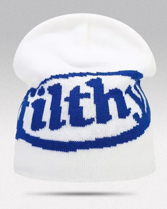 Beanie Hat Y2K ’Filthy’ - White