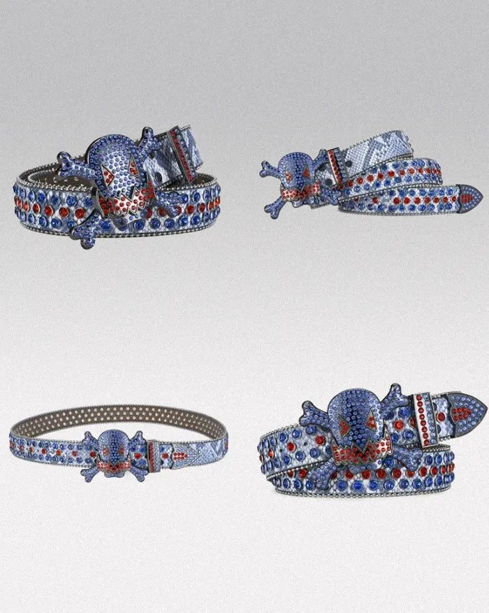 Belt buckle rhinestone ’Skull’