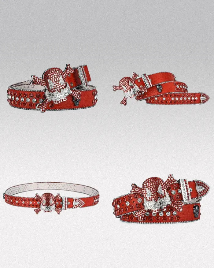 Belt buckle rhinestone ’Skull’