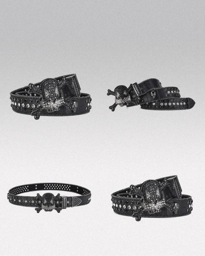 Belt buckle rhinestone ’Skull’