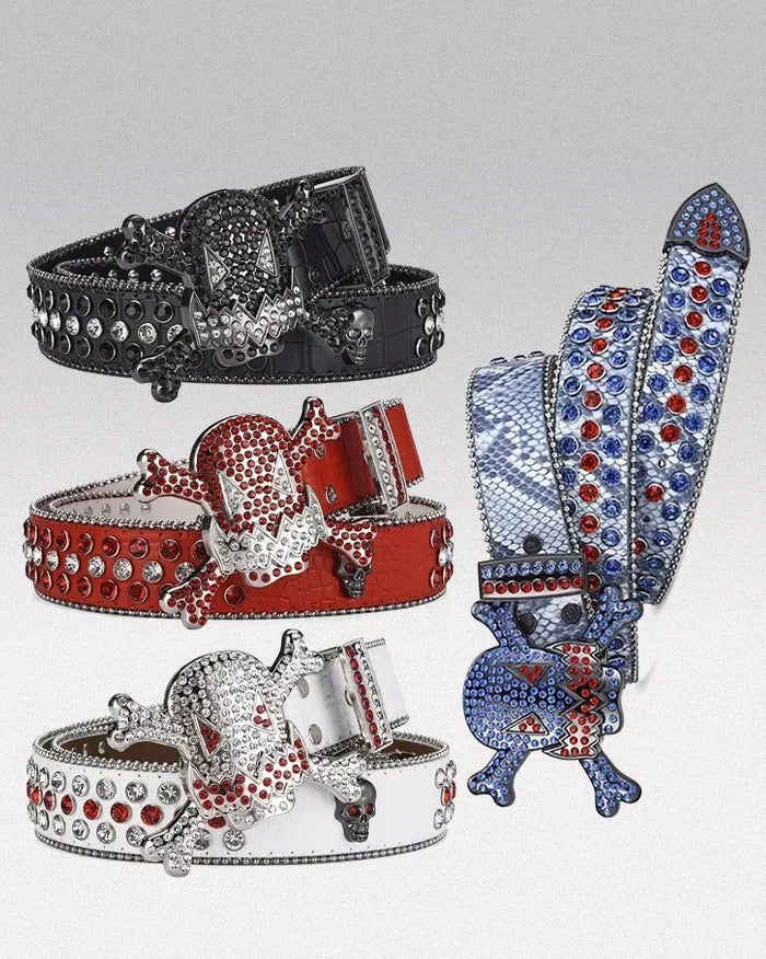 Belt buckle rhinestone ’Skull’
