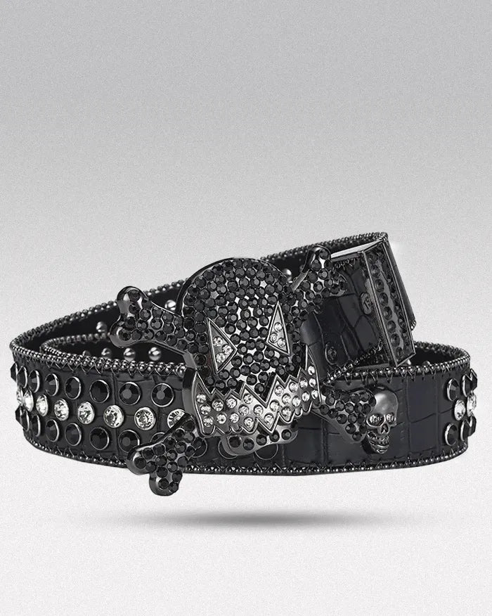 Belt buckle rhinestone ’Skull’