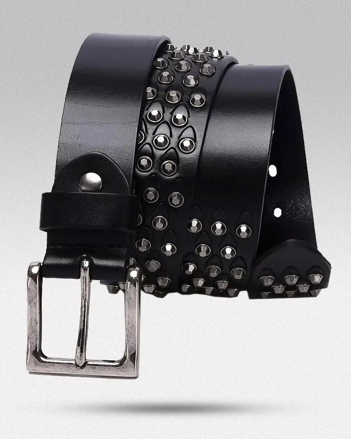 Belt leather studs ’Glitch’ - Black / 105cm / 41inches