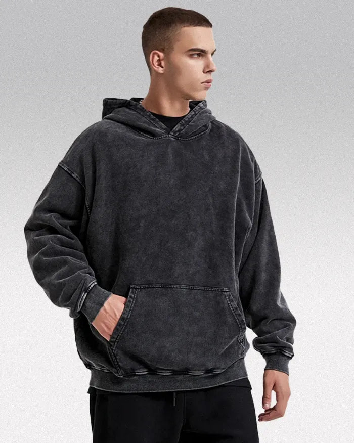 Black acid wash hoodie ’Darkstar’