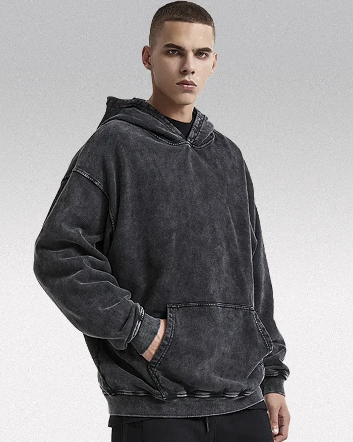 Black acid wash hoodie ’Darkstar’