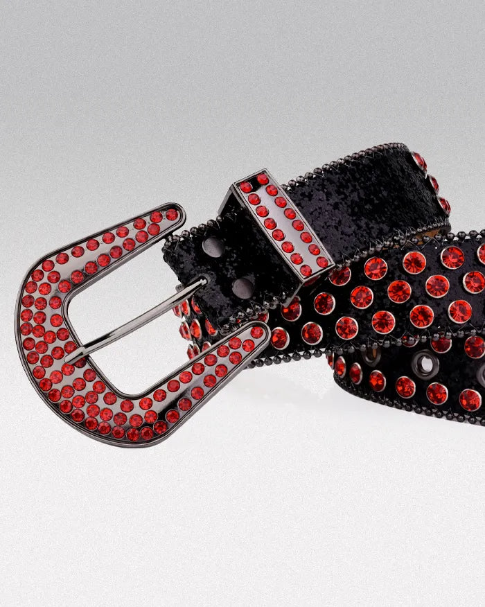 Black and red rhinestone belt ’Dash’