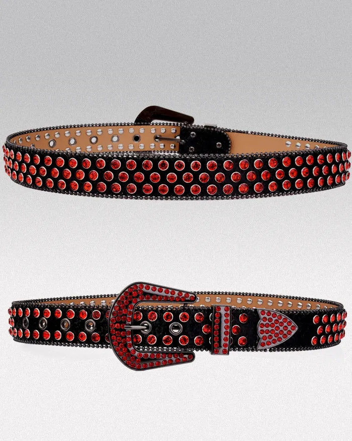 Black and red rhinestone belt ’Dash’