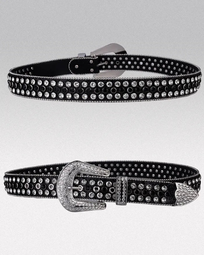 Black and silver rhinestone belt ’Dash’