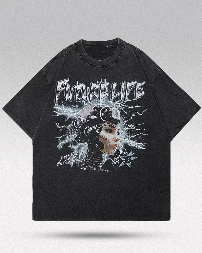 Black T-Shirt Streetwear ’Future’ - S