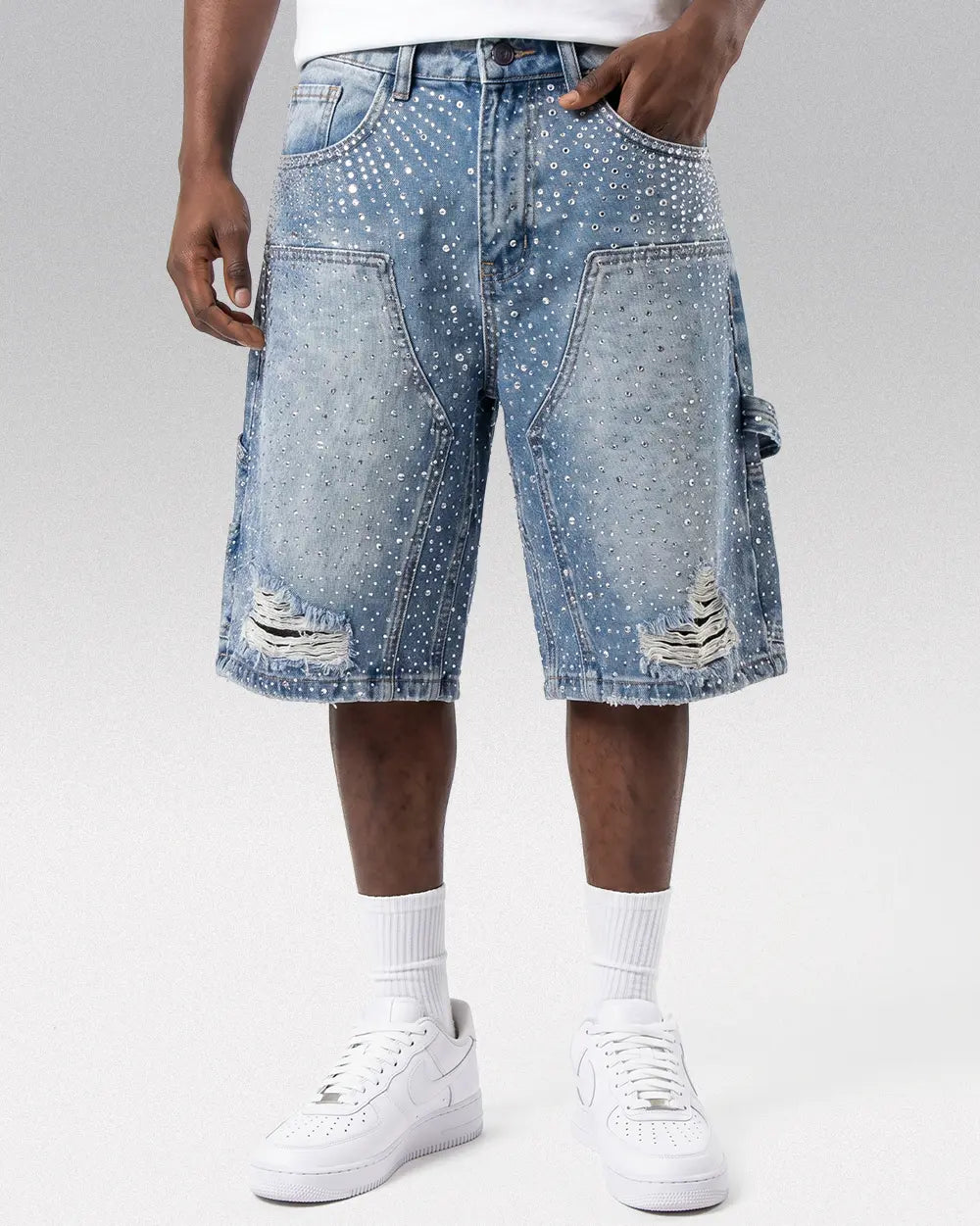 Blue Jorts Rhinestone ’Opal’ - S