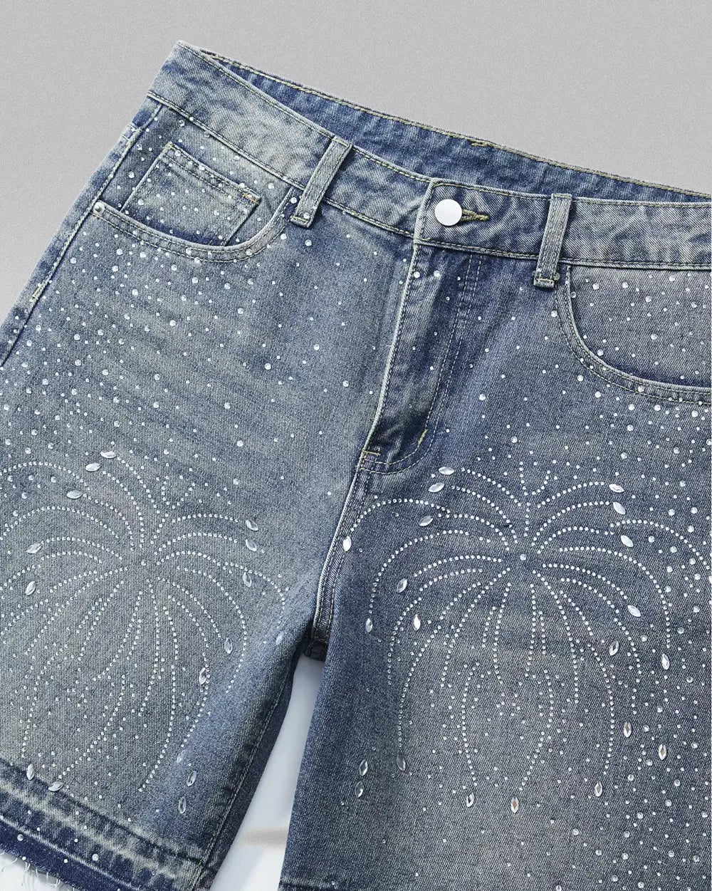 Blue Jorts with Rhinestones ’Nix’