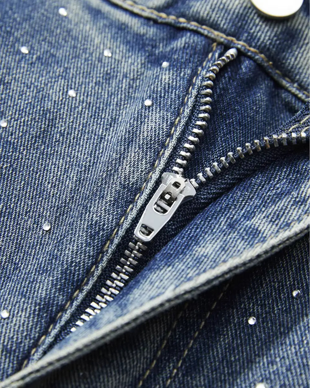 Blue Jorts with Rhinestones ’Nix’