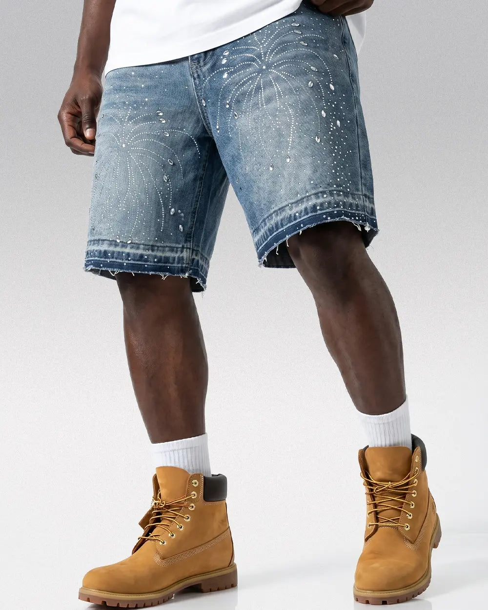 Blue Jorts with Rhinestones ’Nix’ - S (30)