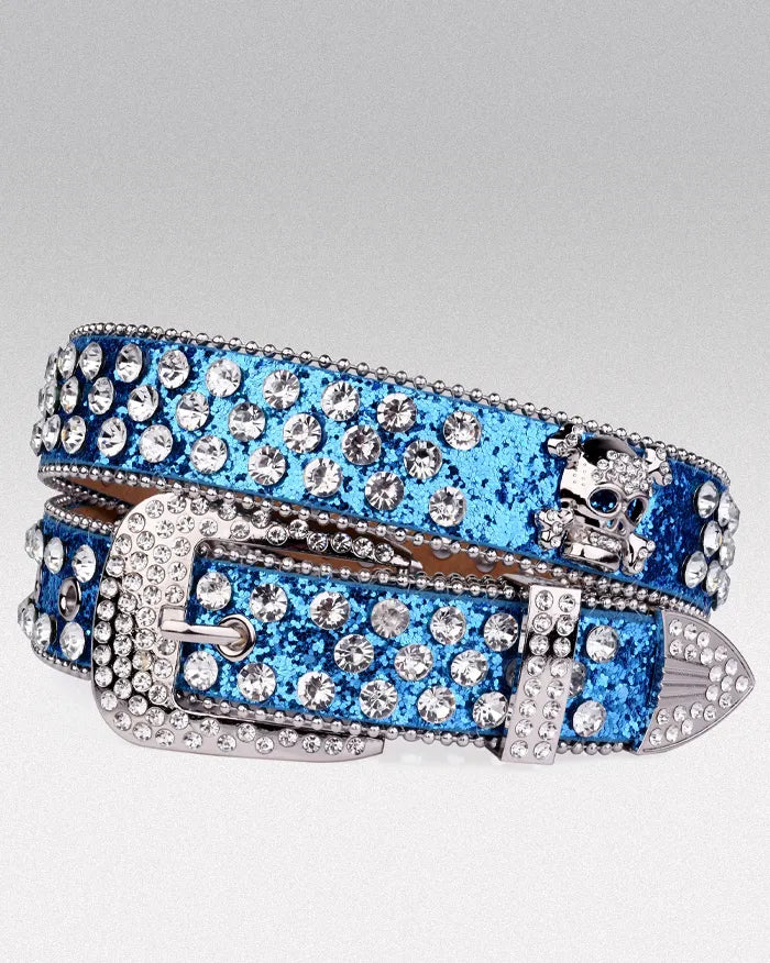 Blue Rhinestone Belt ’Striker’