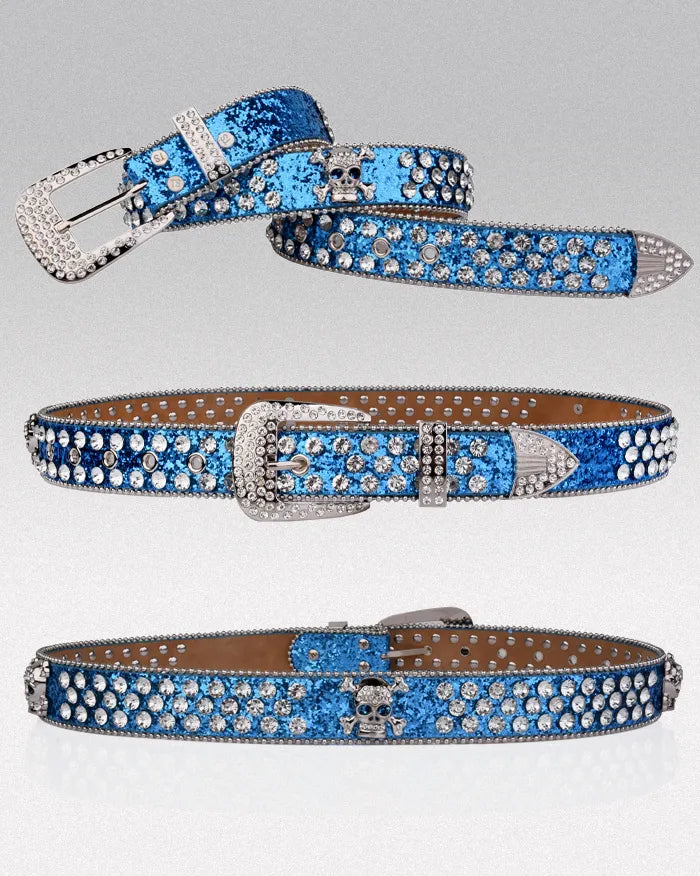 Blue Rhinestone Belt ’Striker’