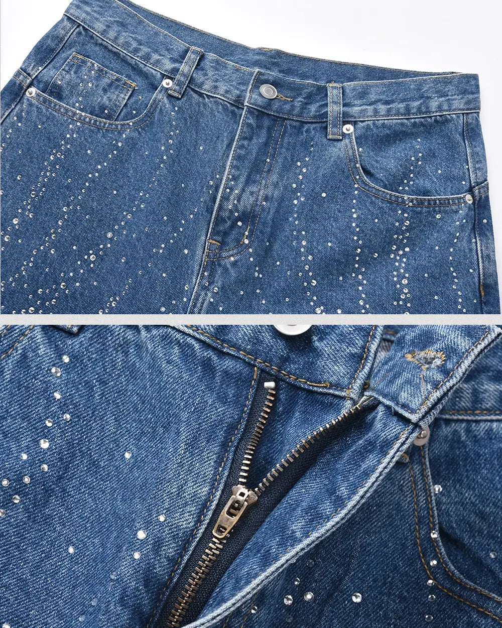 Blue Rhinestone Jorts ’Relic’