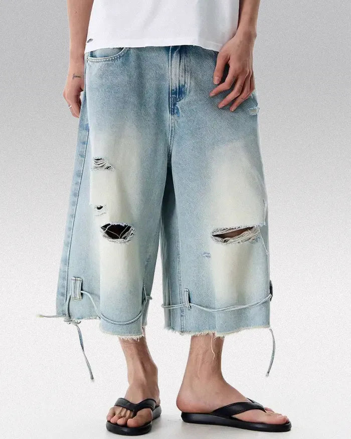 Blue washed jorts ’Helix’