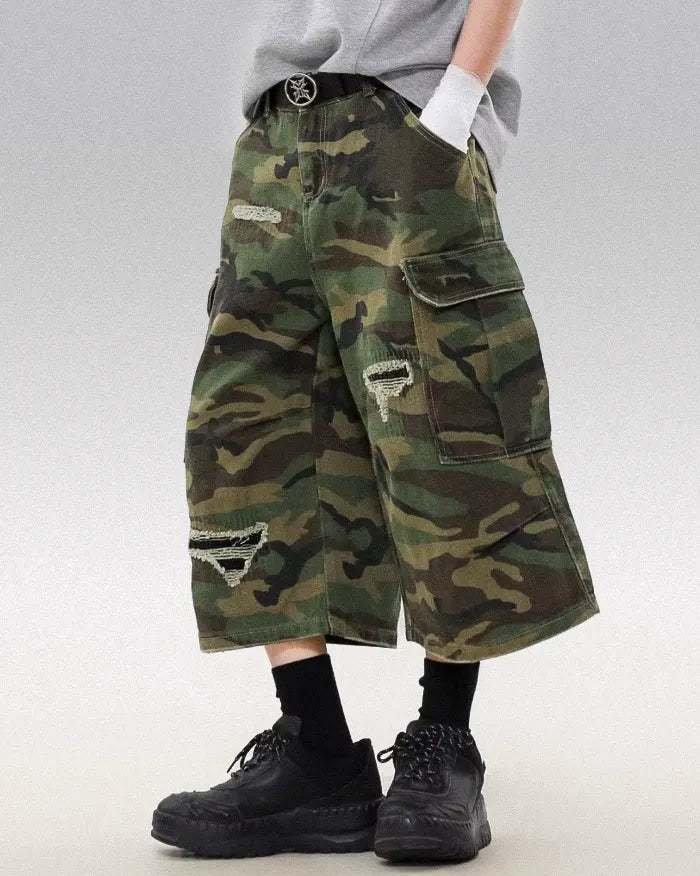 Camo cargo jorts ’Equinox’