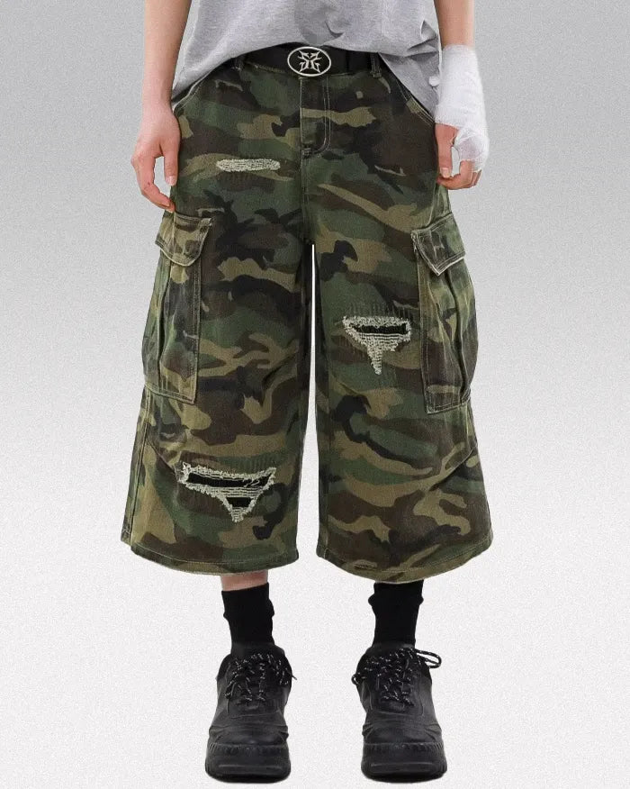 Camo cargo jorts ’Equinox’