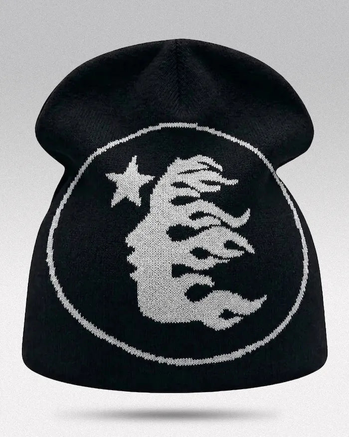 Cyber Y2K Beanie ’Hydra’ - Black / Grey