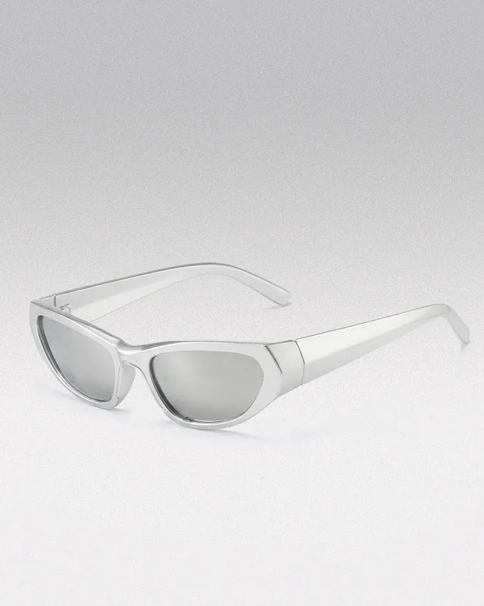 Cyber Y2K Sunglasses ’Acrid’ - Silver Mirror