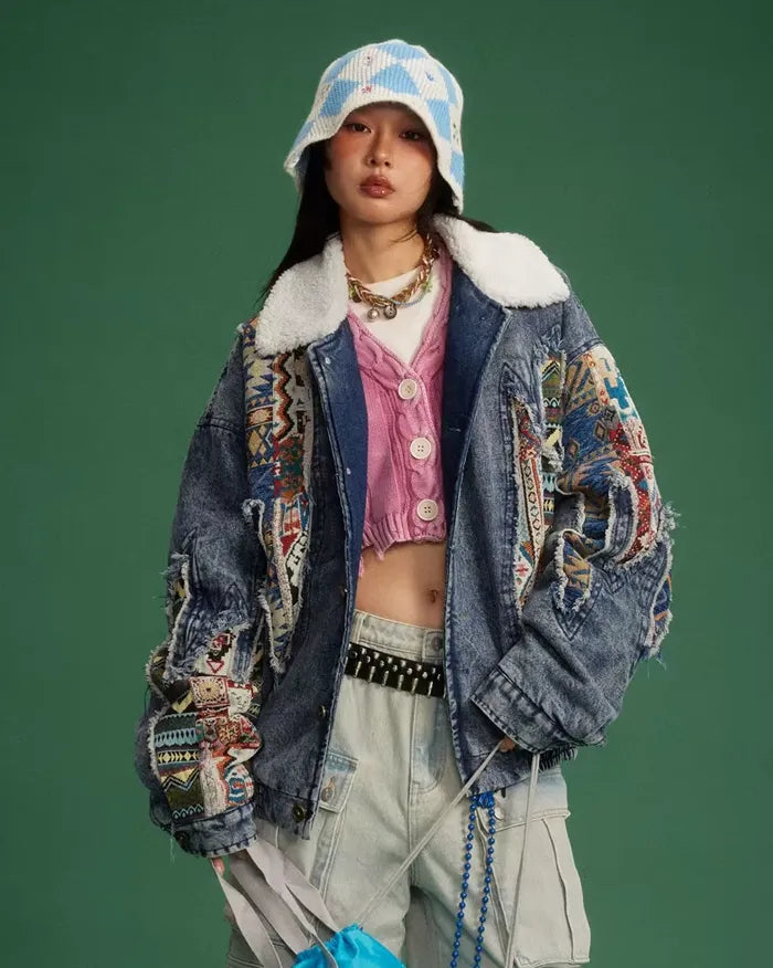 Denim patchwork jacket ’Aurora’