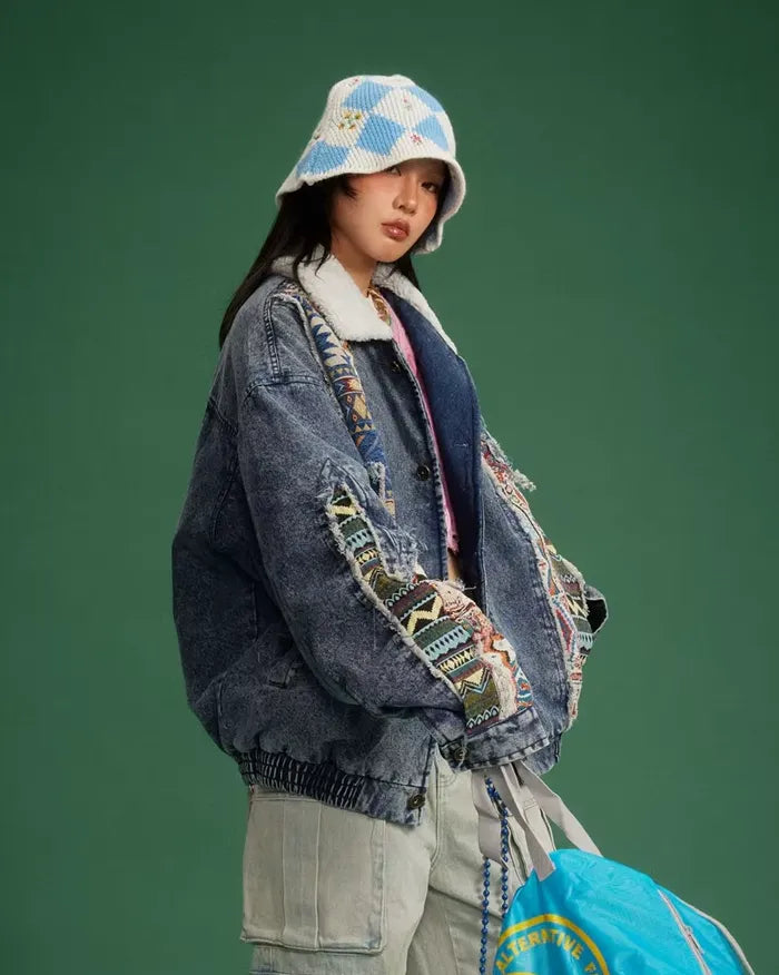 Denim patchwork jacket ’Aurora’