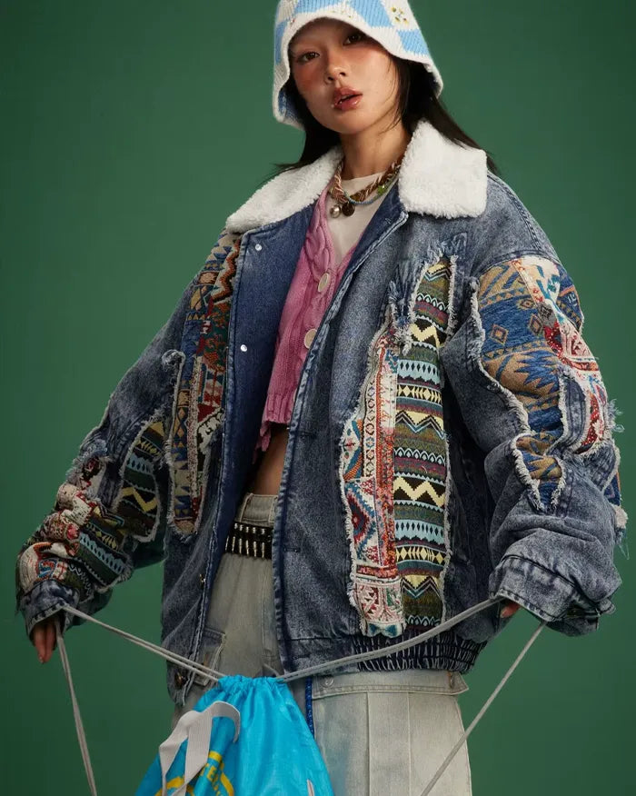 Denim patchwork jacket ’Aurora’
