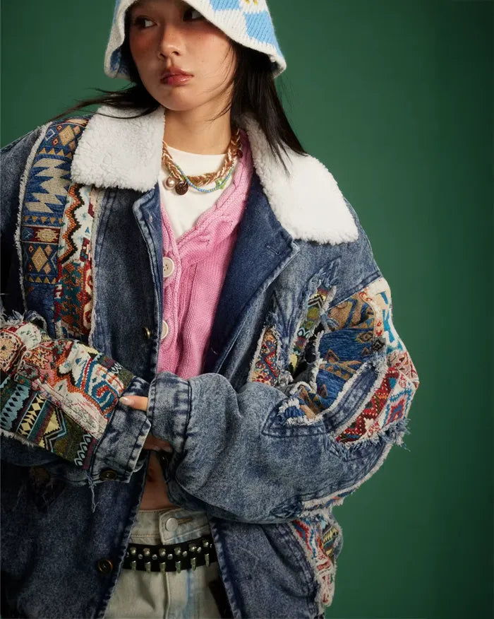 Denim patchwork jacket ’Aurora’