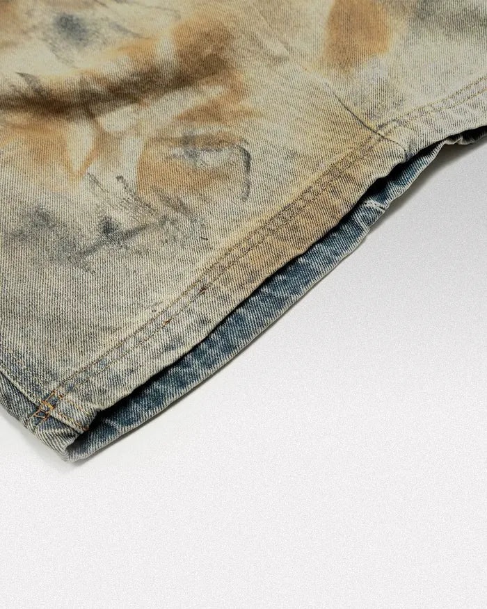 Distressed denim shorts ’Nebula’