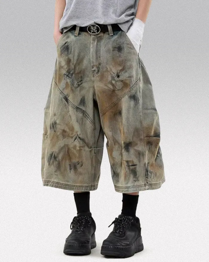 Distressed denim shorts ’Nebula’