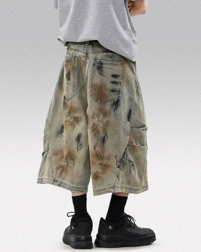 Distressed denim shorts ’Nebula’