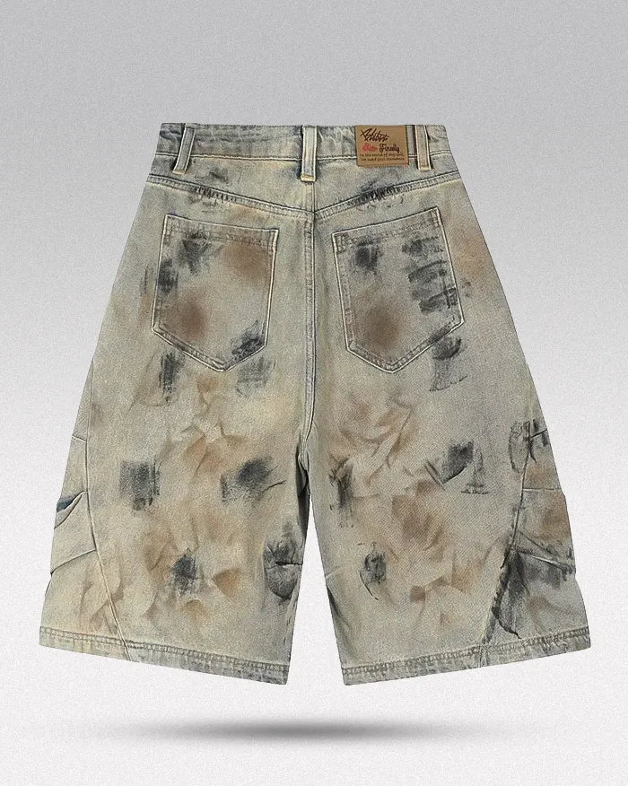 Distressed denim shorts ’Nebula’