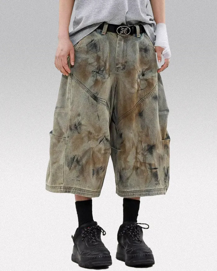 Distressed denim shorts ’Nebula’