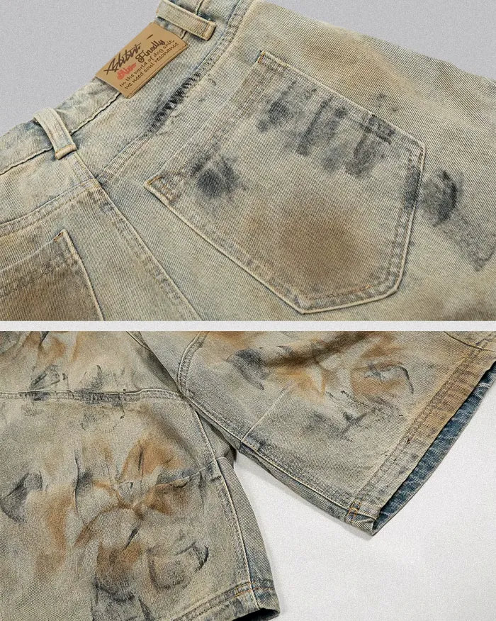 Distressed denim shorts ’Nebula’