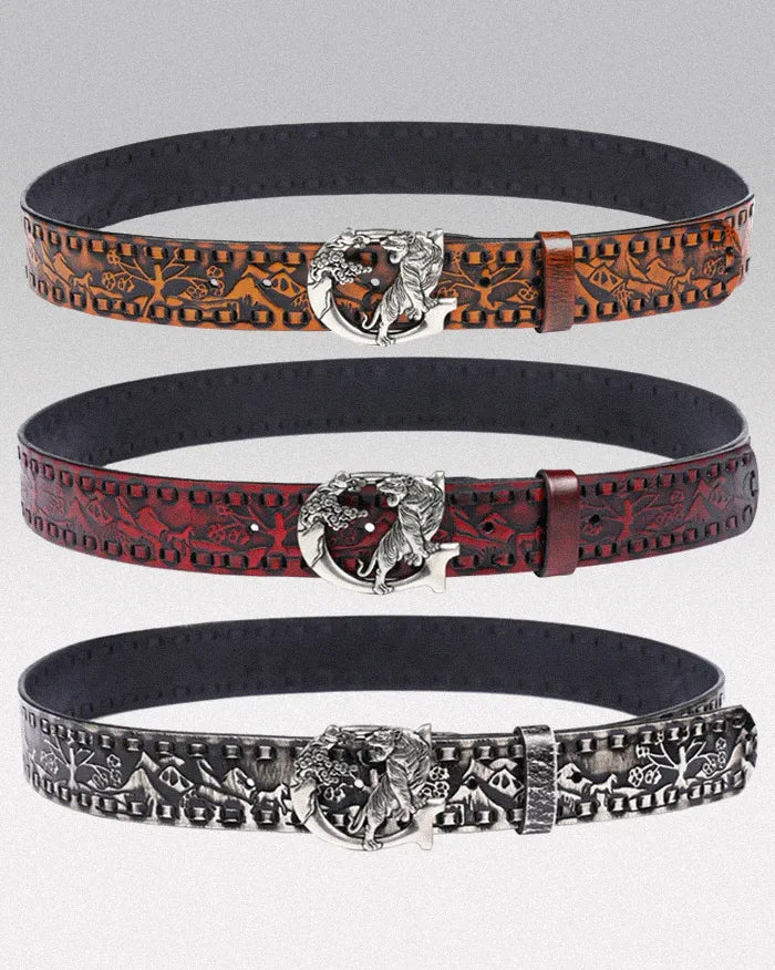 Embossed leather belt ’Tyga’